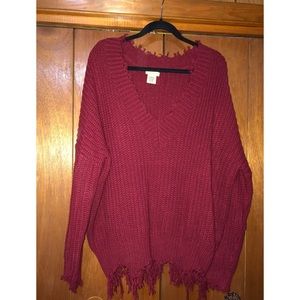 Distressed Maroon Sweater